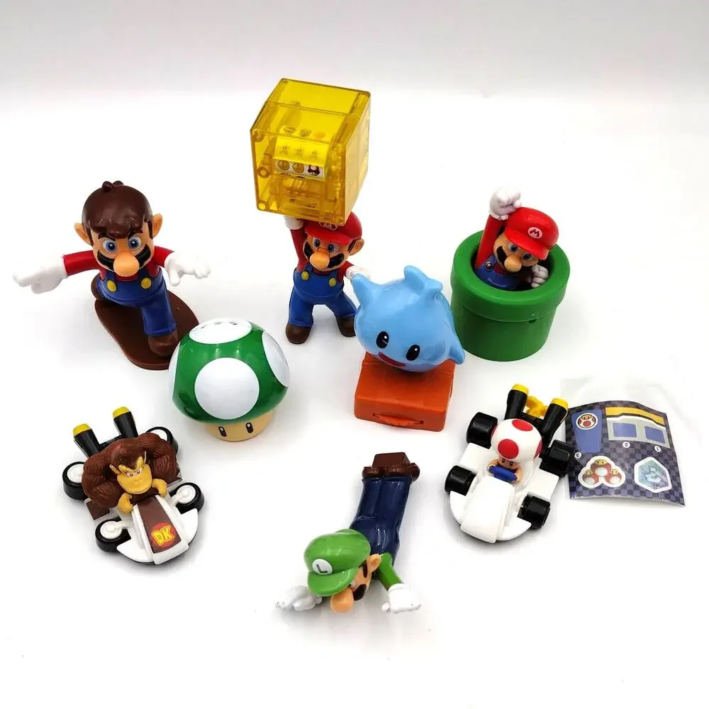 8 Pc Super Mario Toy Lot Luigi Donkey Kong Toad Lumalee Action Figures Nintendo